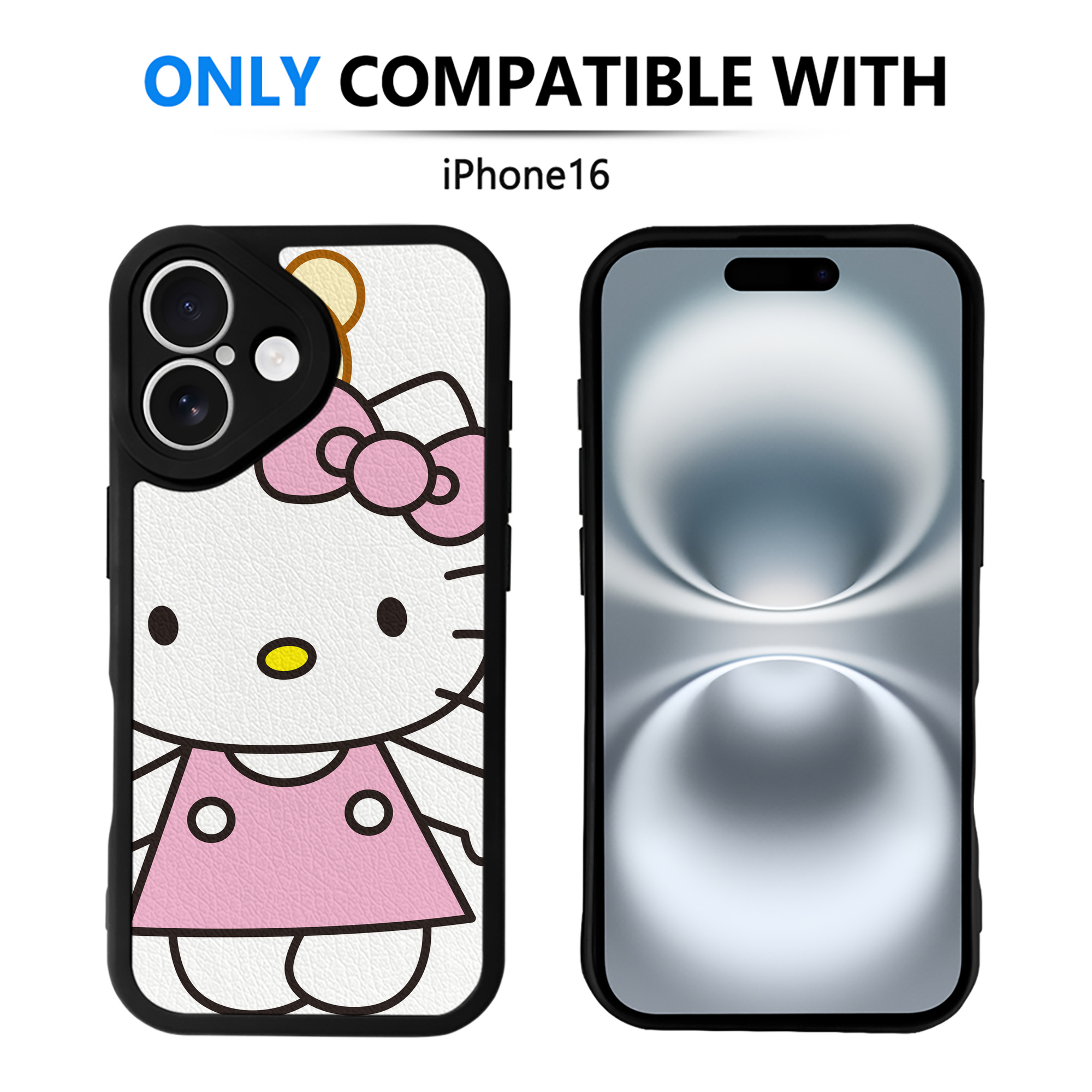 （画像用） Hello Kitty ハローキティ 【iPhone 16シリーズ対応】シリコンスマホケース（レザー調） 材質：シリコン